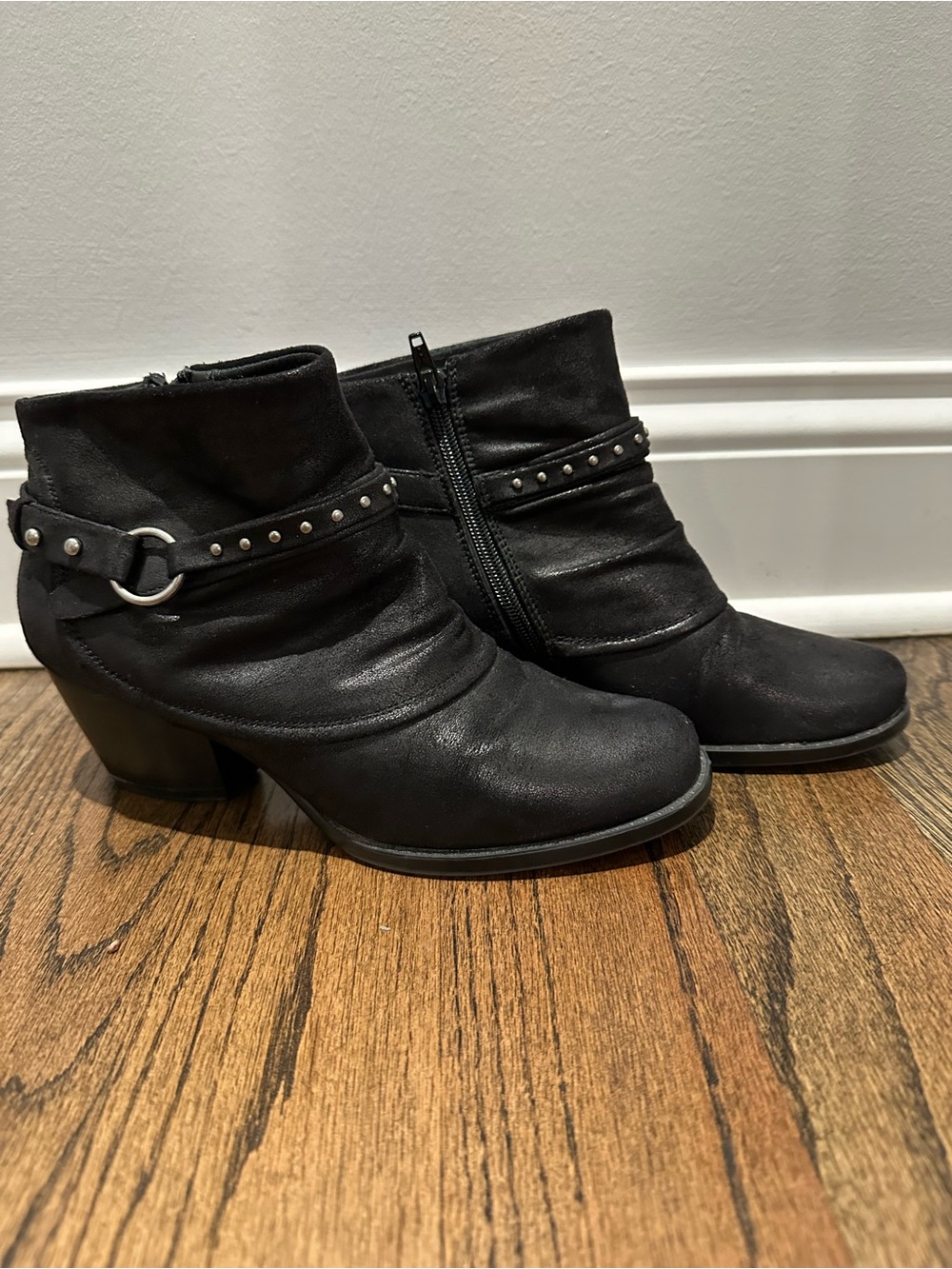 BareTraps Black Studded Leather Ankle Booties